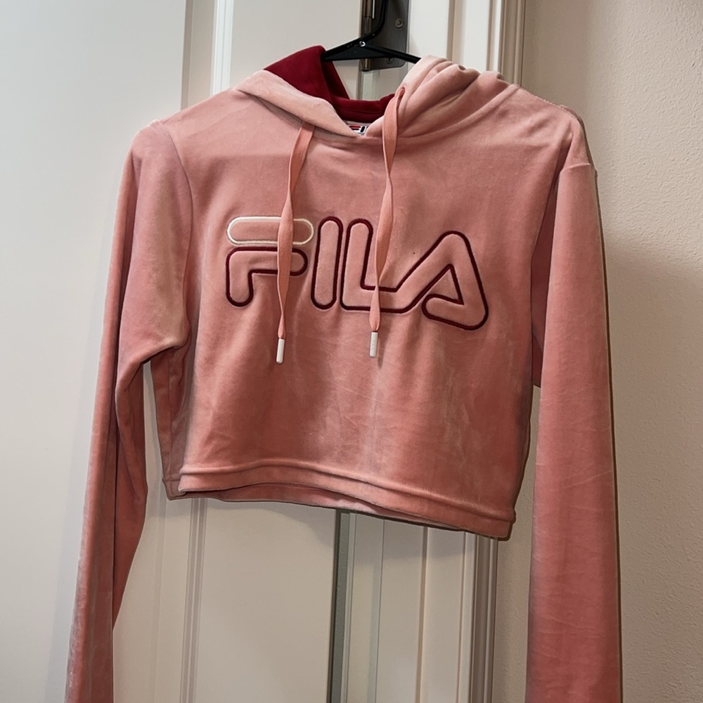 Fila Pink Velour Cropped Sweater